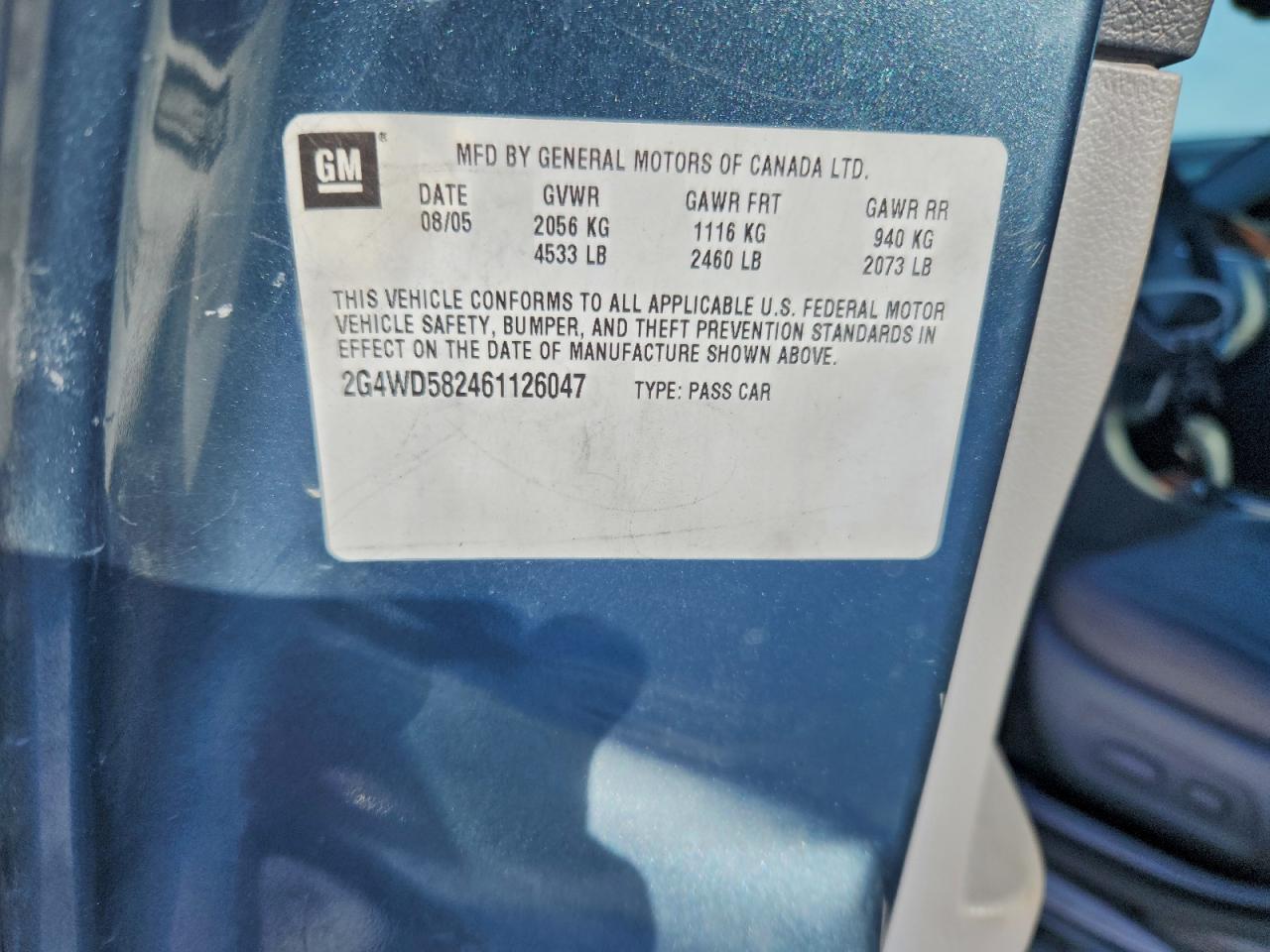 2006 Buick Lacrosse Cxl VIN: 2G4WD582461126047 Lot: 96971205