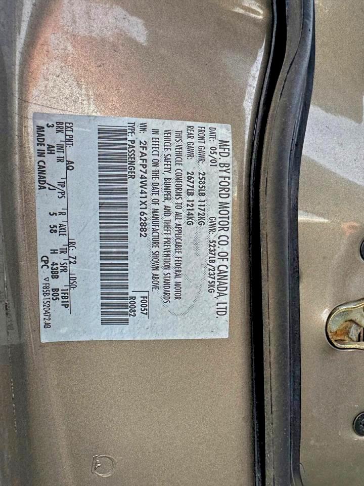 2001 Ford Crown Victoria Lx VIN: 2FAFP74W41X162882 Lot: 97671745