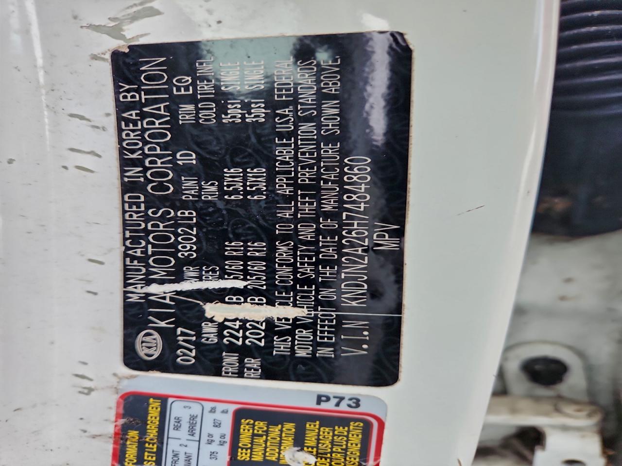 2017 Kia Soul VIN: KNDJN2A26H7484860 Lot: 95834555