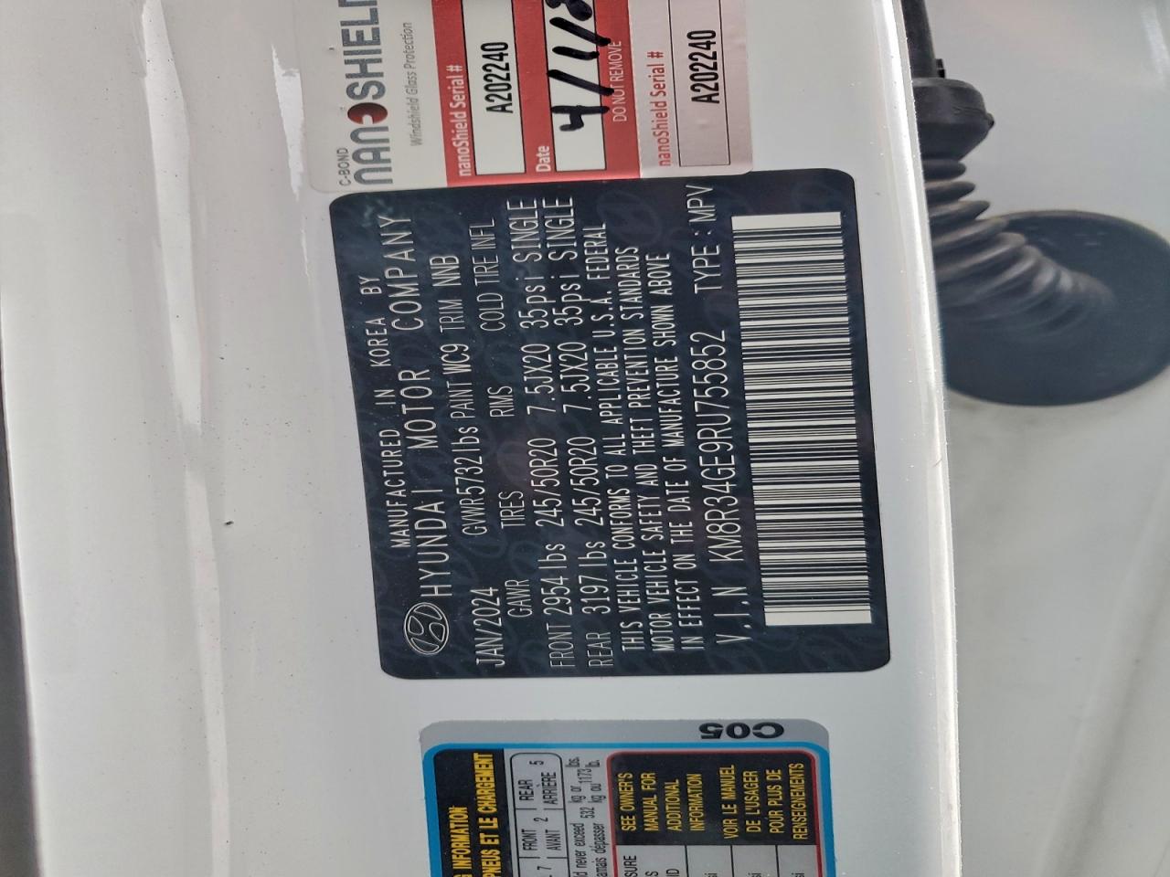 2024 Hyundai Palisade Xrt VIN: KM8R34GE9RU755852 Lot: 94279335