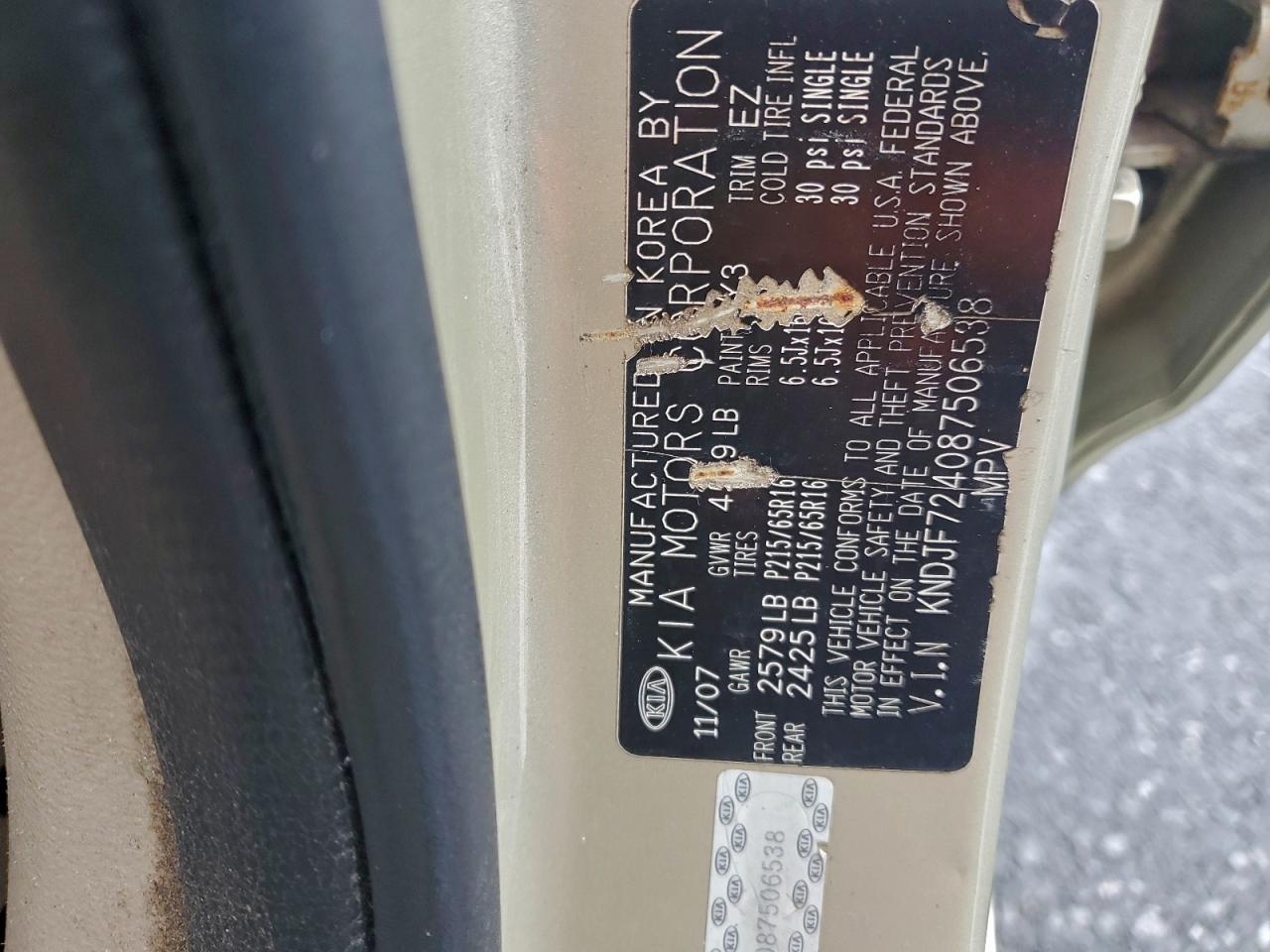 2008 Kia Sportage Lx VIN: KNDJF724087506538 Lot: 95385185