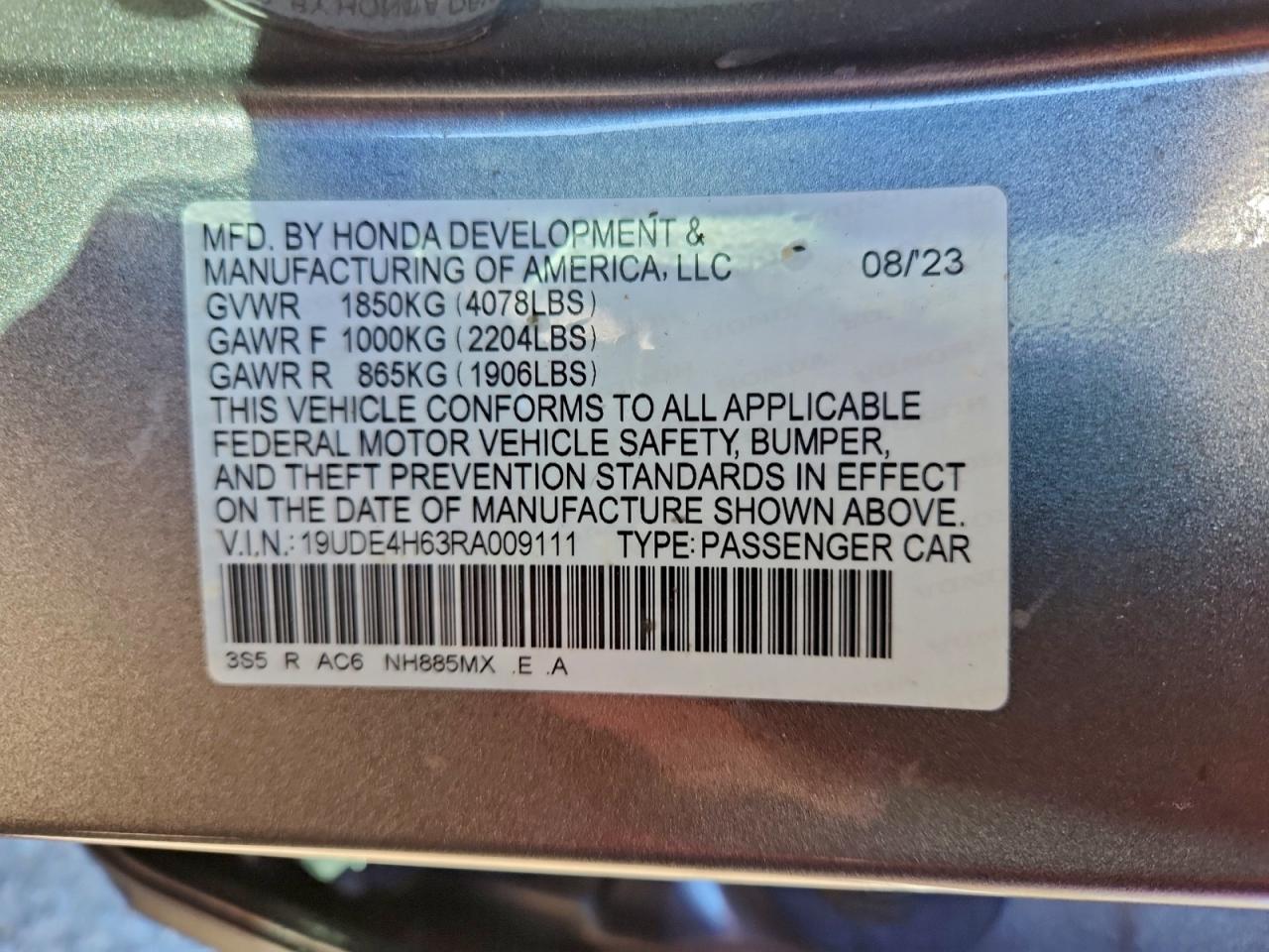2024 Acura Integra A-Spec Tech VIN: 19UDE4H63RA009111 Lot: 91487385