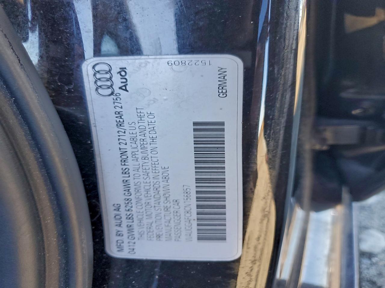 2012 Audi A6 Premium Plus VIN: WAUGGAFC8CN156857 Lot: 95099705