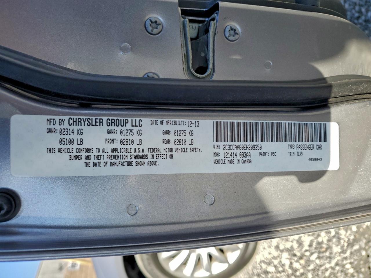 2014 Chrysler 300 VIN: 2C3CCAAG0EH209350 Lot: 96583325