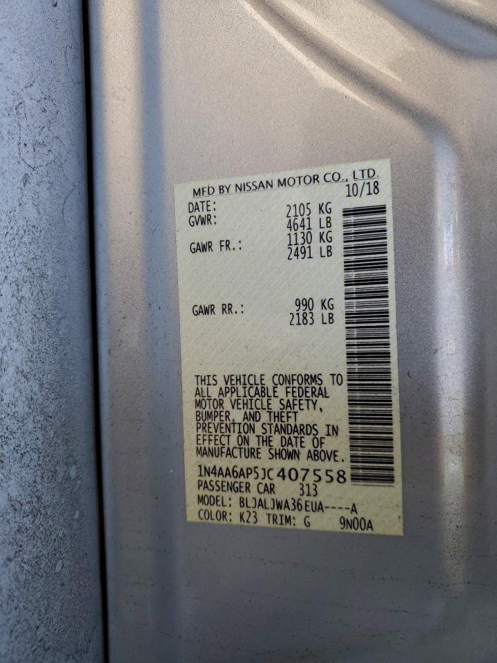 2018 Nissan Maxima 3.5S VIN: 1N4AA6AP5JC407558 Lot: 95982885