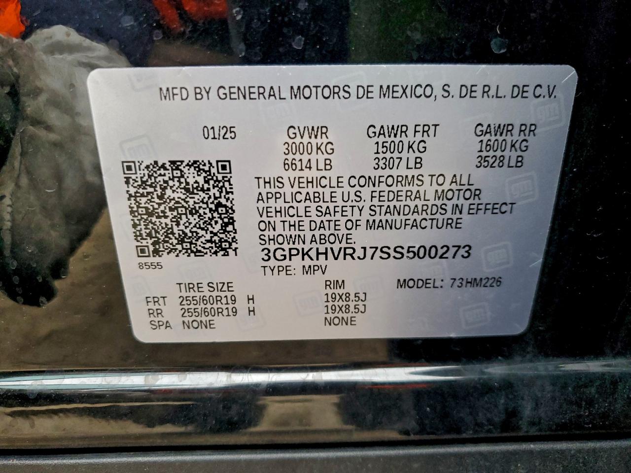 2025 Honda Prologue Ex VIN: 3GPKHVRJ7SS500273 Lot: 95905235