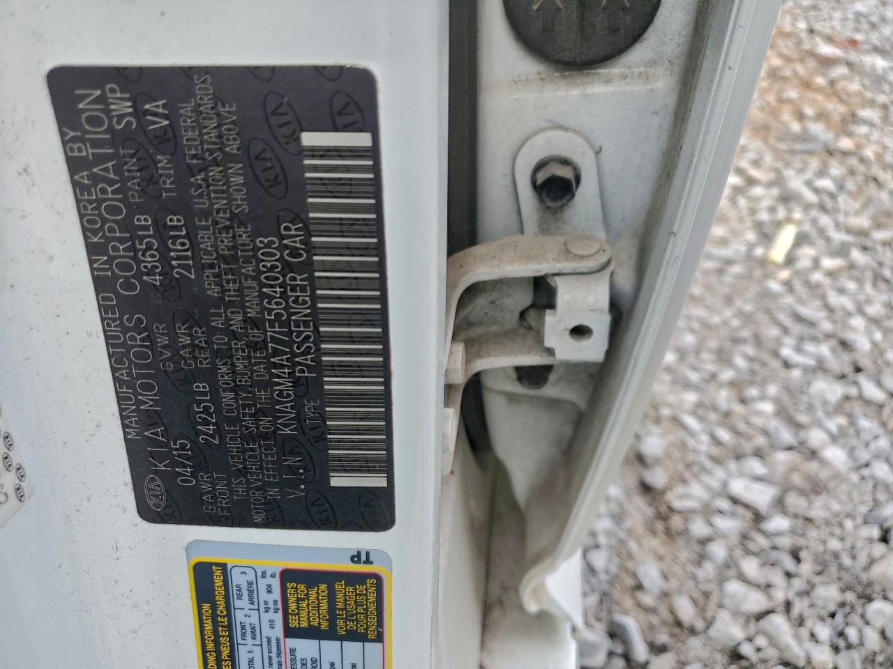 2015 Kia Optima Lx VIN: KNAGM4A77F5640303 Lot: 97247045