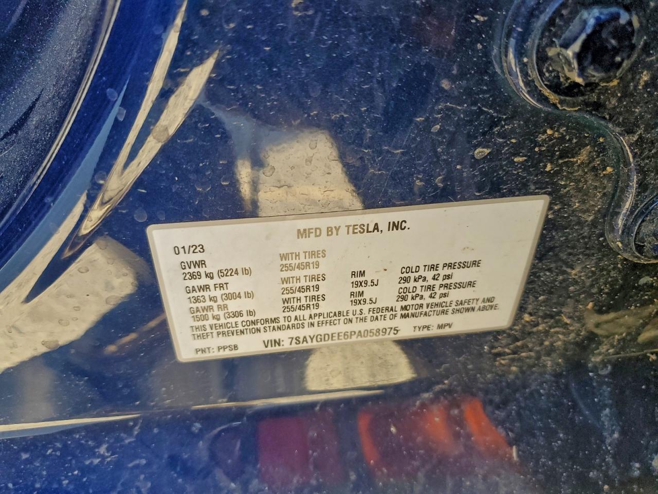 2023 Tesla Model Y VIN: 7SAYGDEE6PA058975 Lot: 95994245