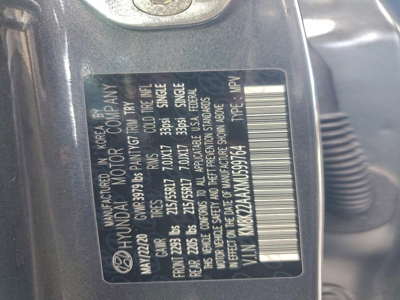 2021 Hyundai Kona Sel VIN: KM8K22AAXMU599764 Lot: 95123425