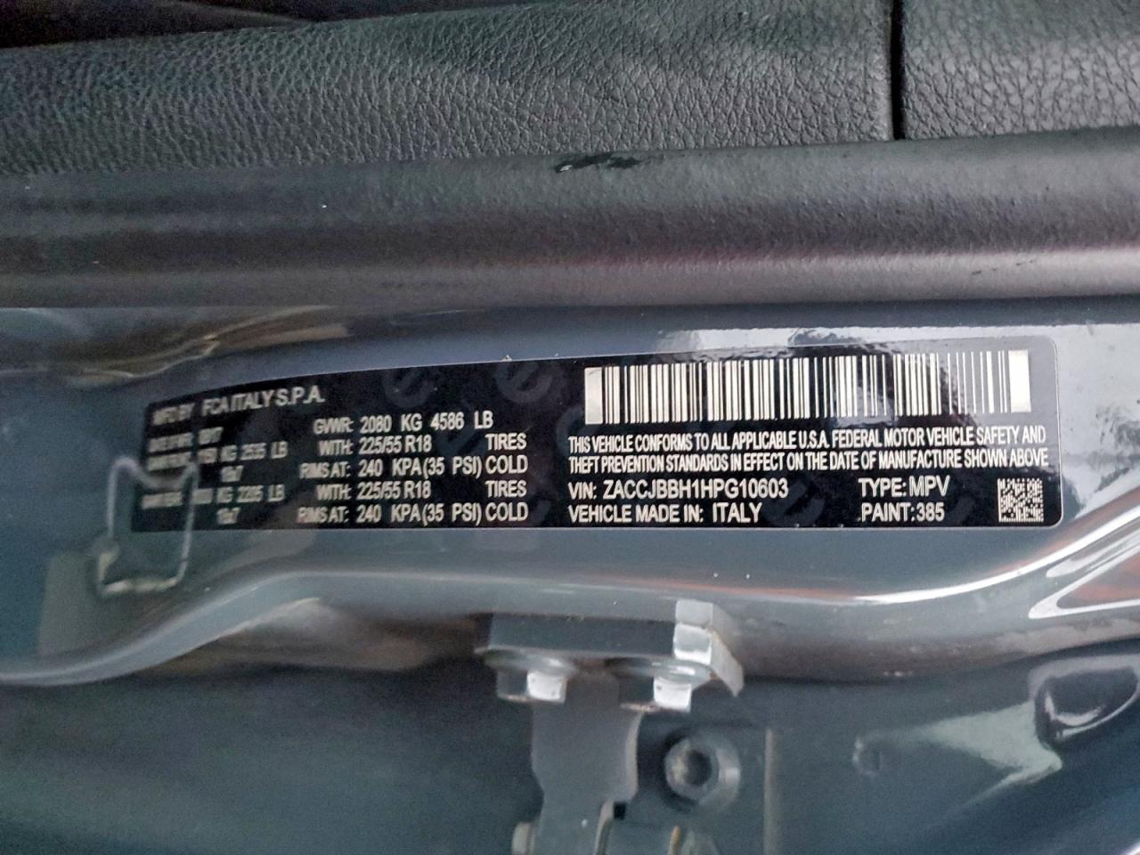 2017 Jeep Renegade Latitude VIN: ZACCJBBH1HPG10603 Lot: 96802645