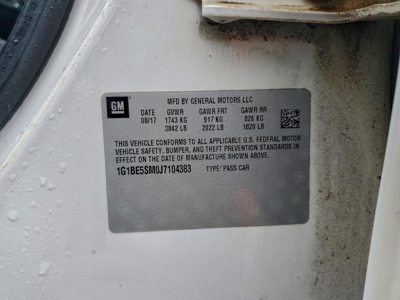 2018 Chevrolet Cruze Lt VIN: 1G1BE5SM0J7104383 Lot: 94965575