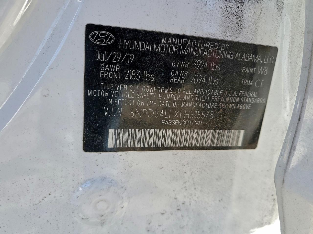 2020 Hyundai Elantra Sel VIN: 5NPD84LFXLH515578 Lot: 97958885