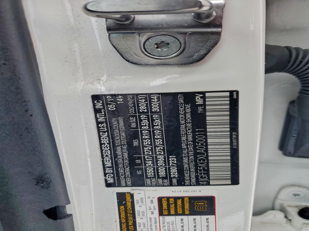 2020 Mercedes-Benz Gls 450 4Matic VIN: 4JGFF5KEXLA050011 Lot: 95511415