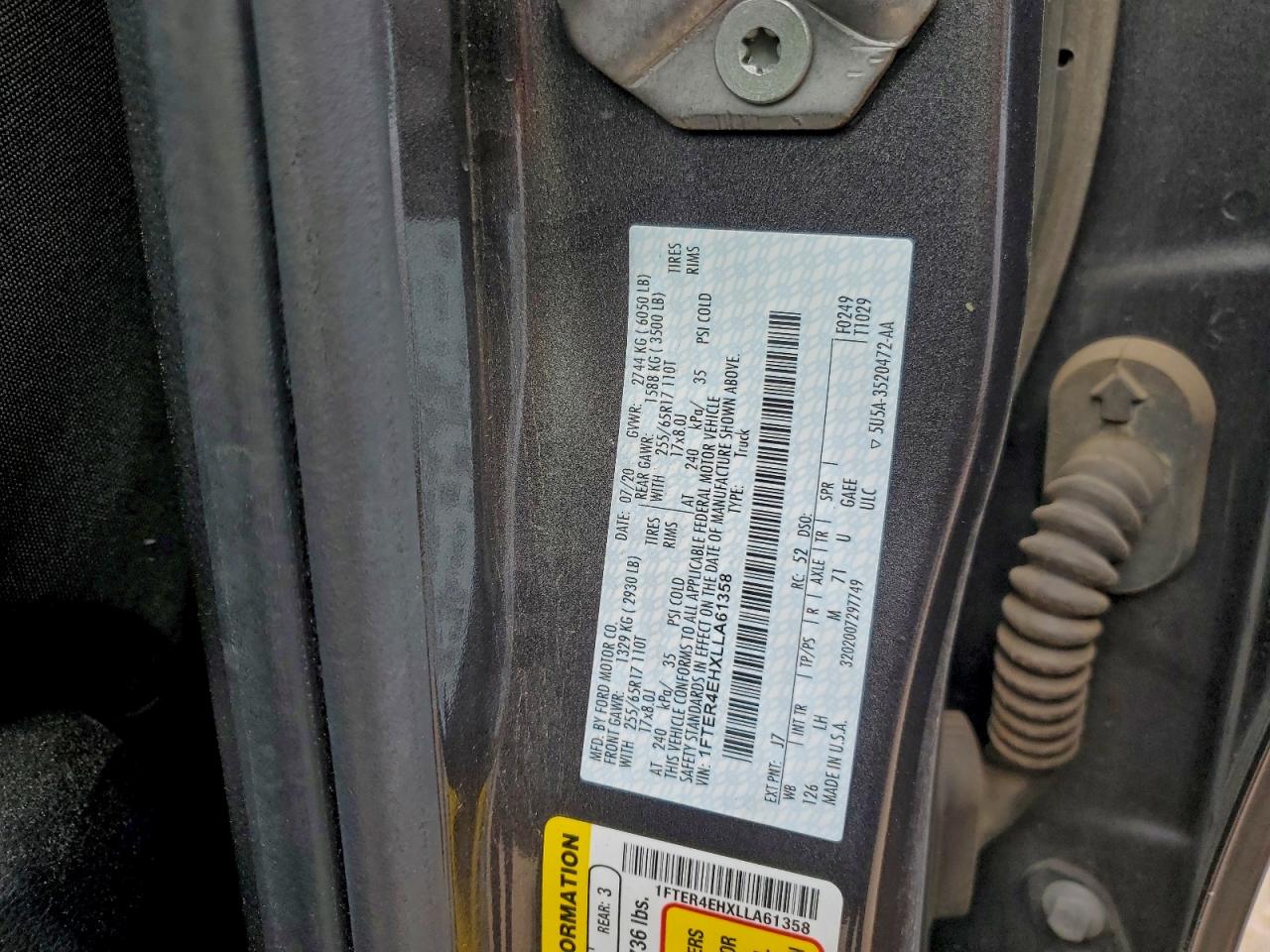 2020 Ford Ranger Xl VIN: 1FTER4EHXLLA61358 Lot: 94826435