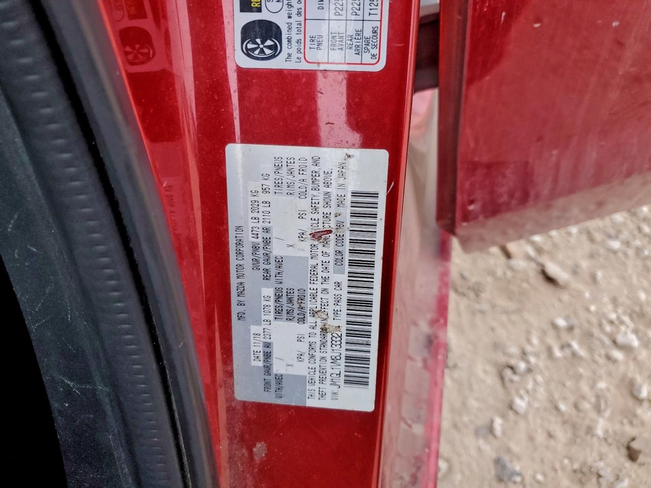 2018 Mazda 6 Touring VIN: JM1GL1VM8J1333274 Lot: 94778045