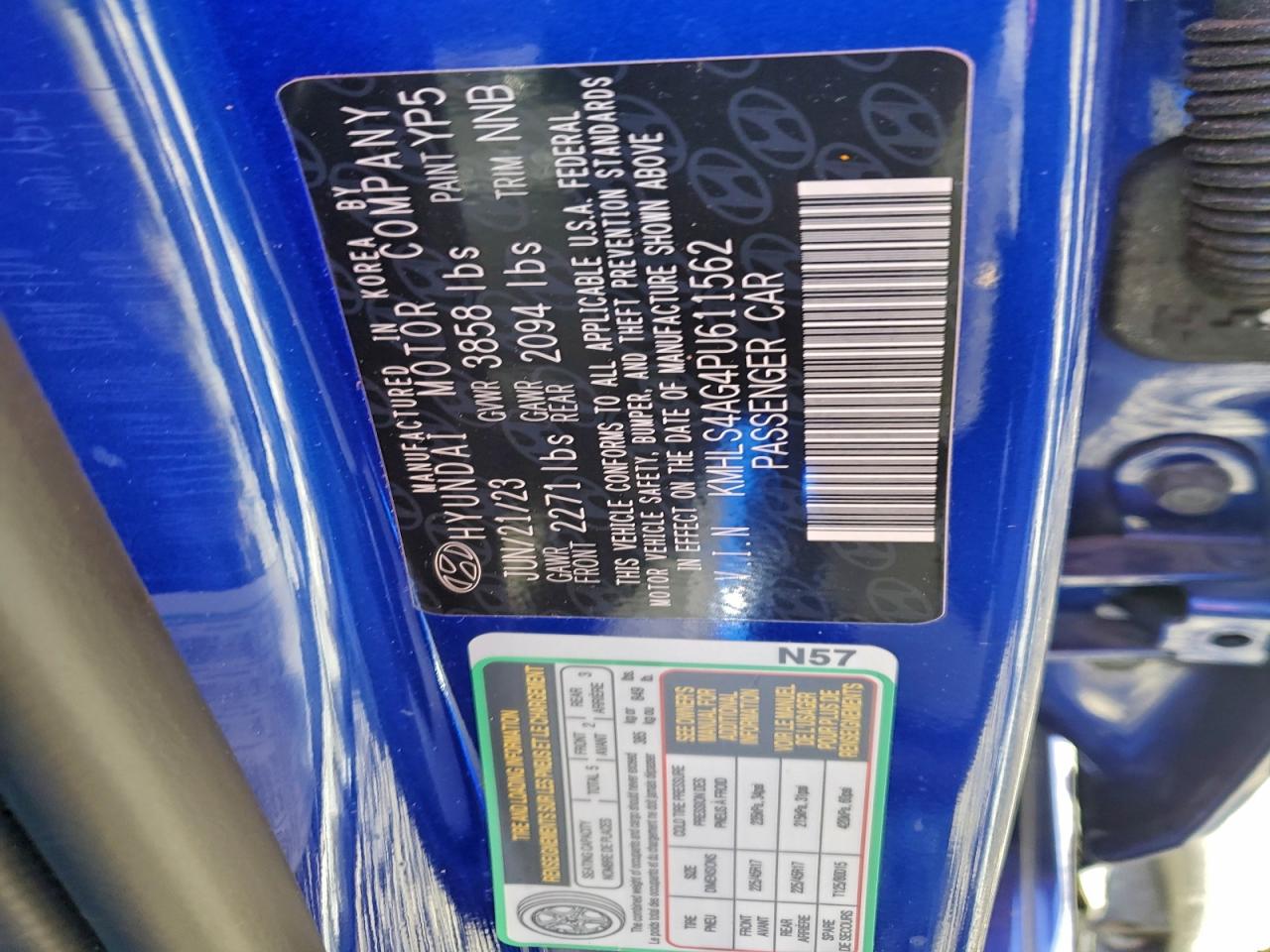 2023 Hyundai Elantra Sel VIN: KMHLS4AG4PU611562 Lot: 98033105