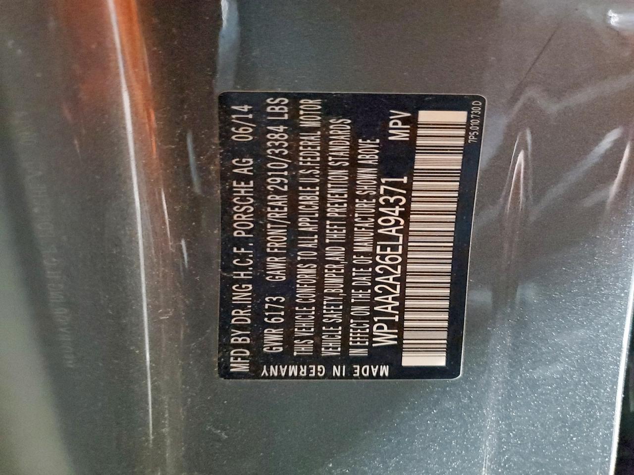 2014 Porsche Cayenne VIN: WP1AA2A26ELA94371 Lot: 95451975