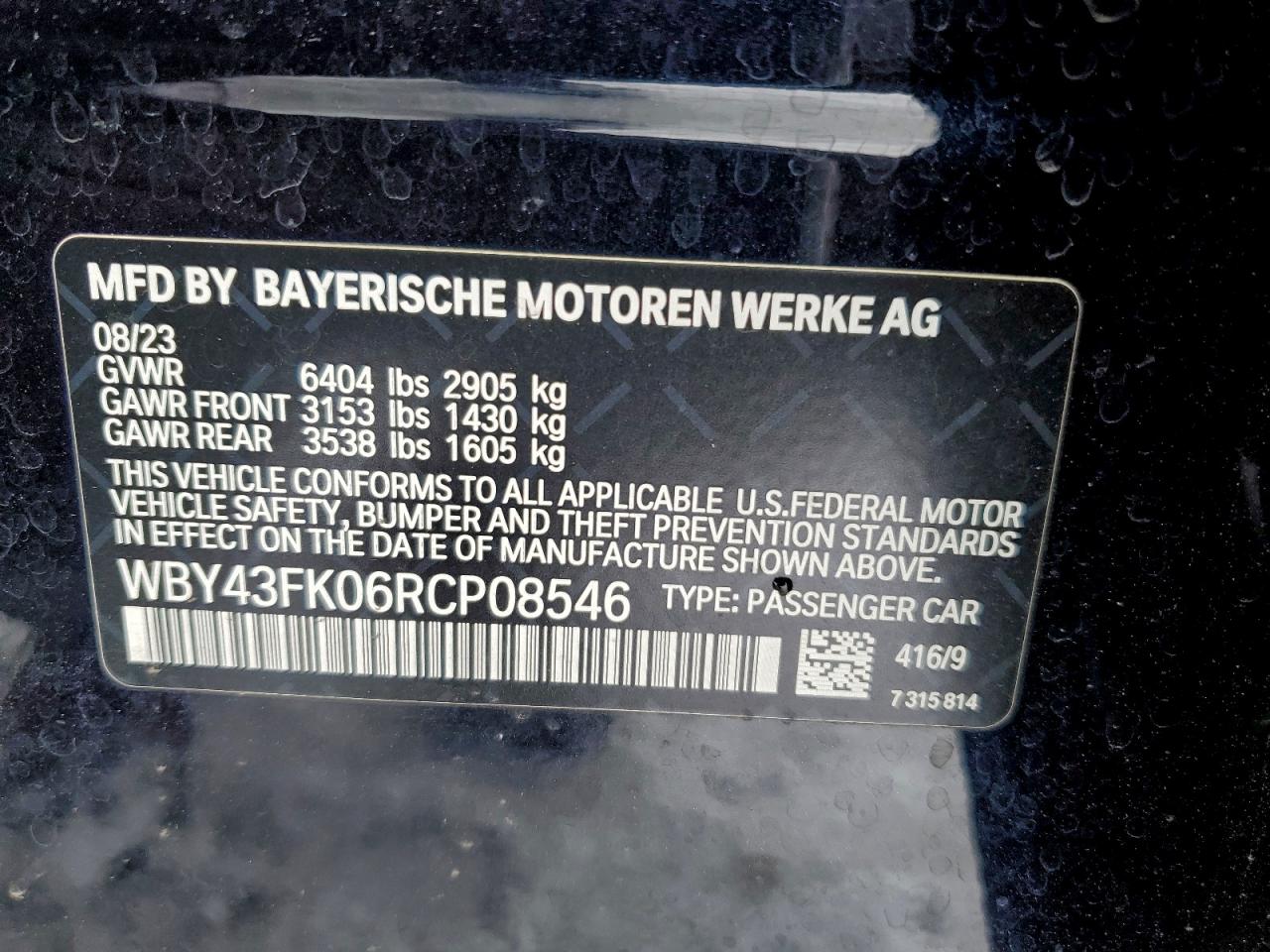 2024 BMW I5 M60 VIN: WBY43FK06RCP08546 Lot: 94956525
