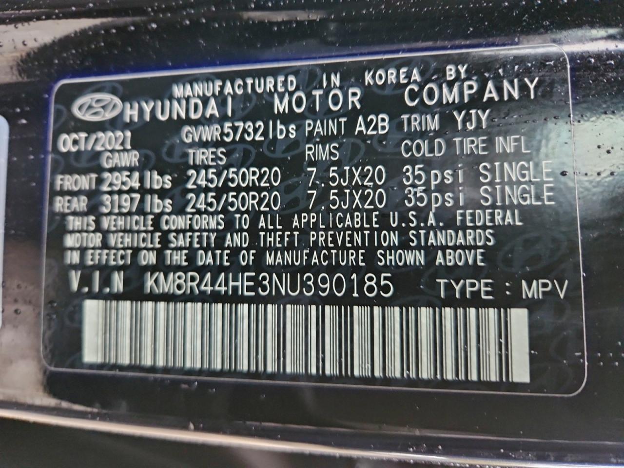 2022 Hyundai Palisade Sel VIN: KM8R44HE3NU390185 Lot: 94323945