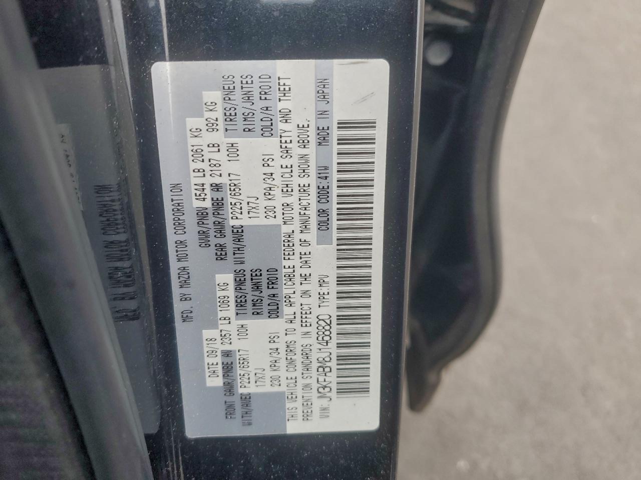 2018 Mazda Cx-5 Sport VIN: JM3KFABM8J1468820 Lot: 94961435