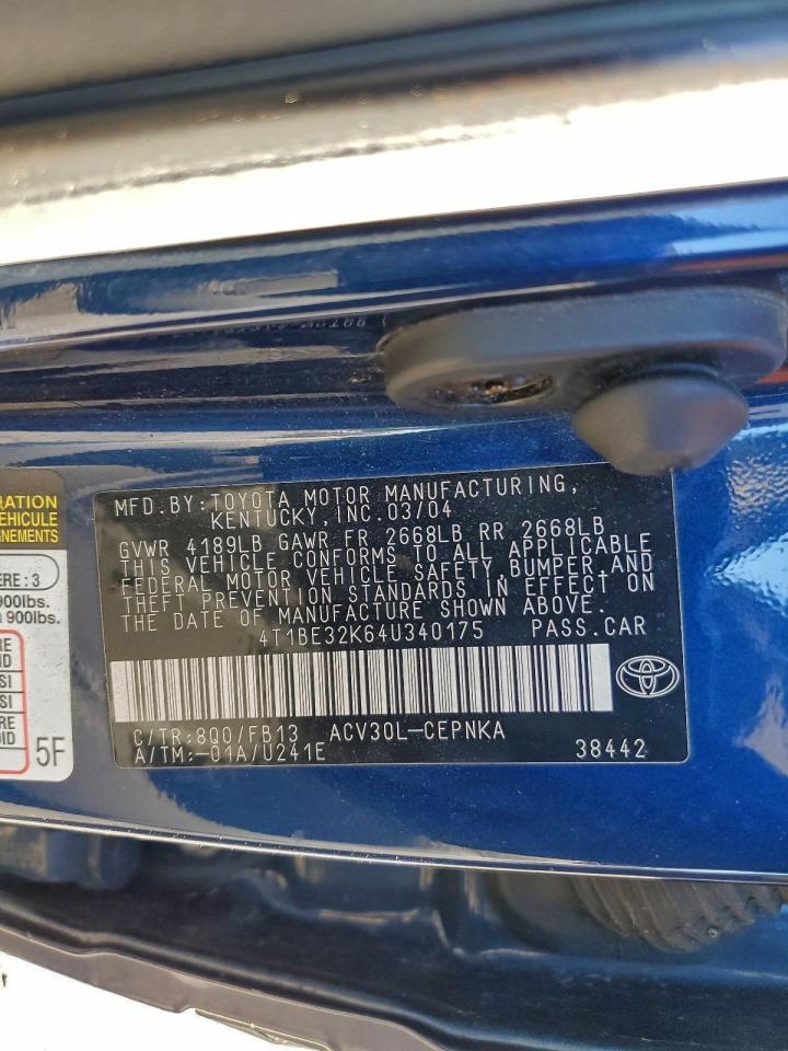 2004 Toyota Camry Le VIN: 4T1BE32K64U340175 Lot: 95126905