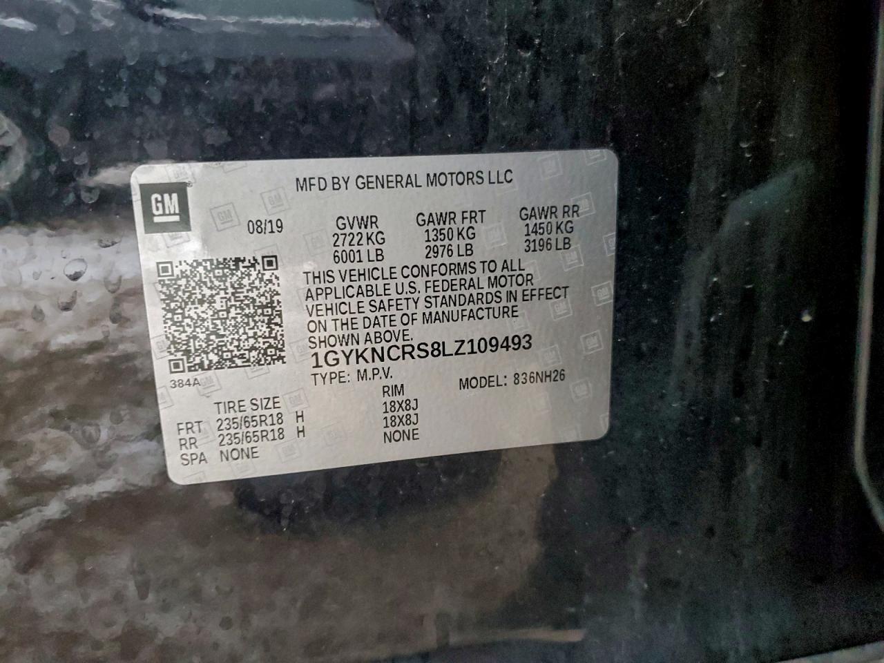 2020 Cadillac Xt5 Premium Luxury VIN: 1GYKNCRS8LZ109493 Lot: 95458485