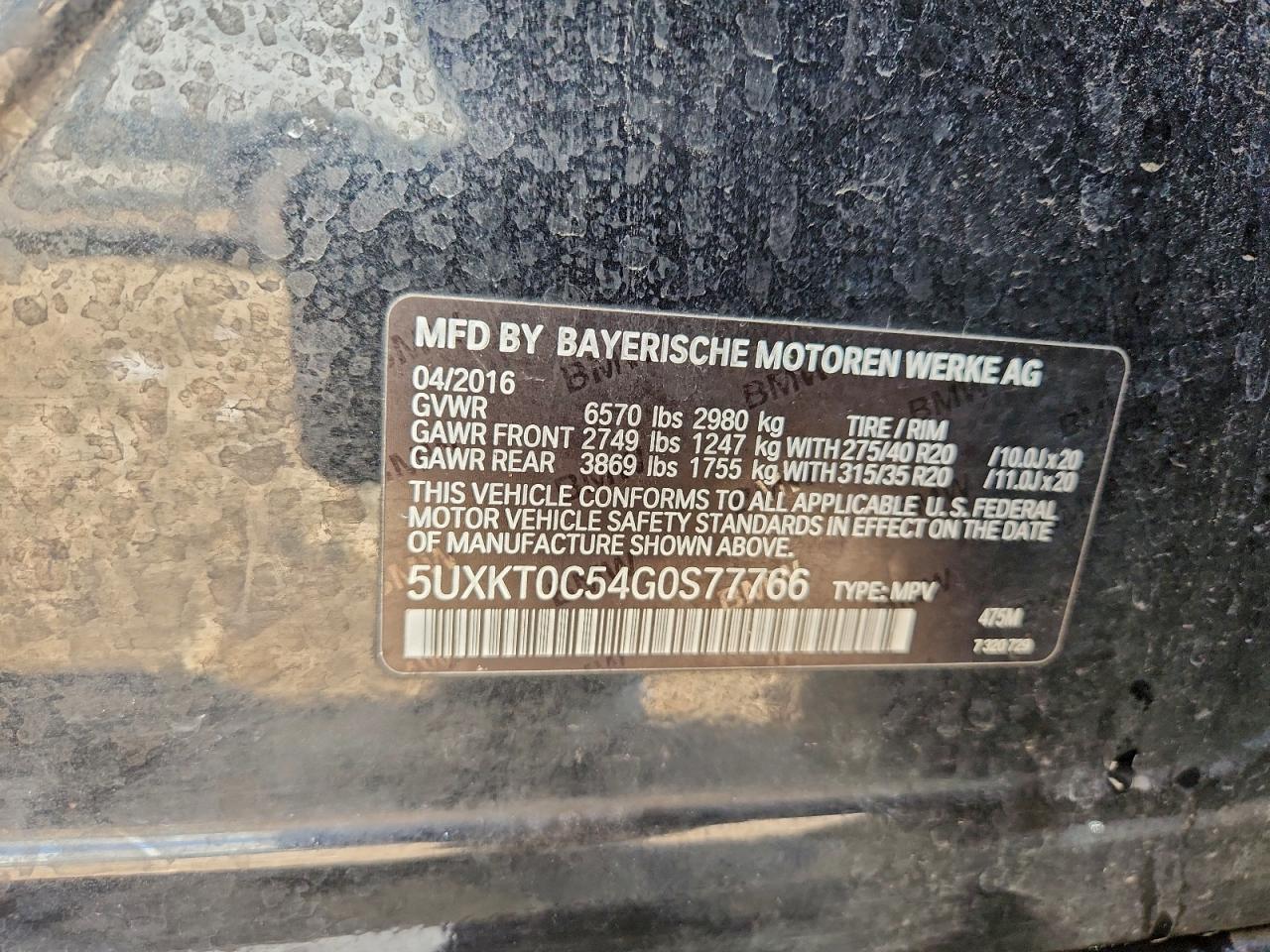 2016 BMW X5 Xdr40E VIN: 5UXKT0C54G0S77766 Lot: 94578615