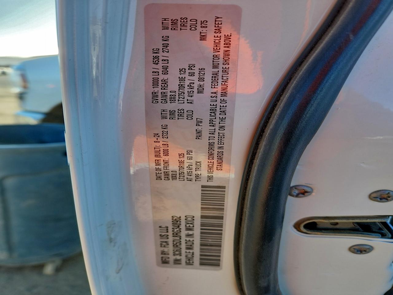 2024 Ram 2500 Big Horn VIN: 3C6UR5DL8RG348962 Lot: 96011575