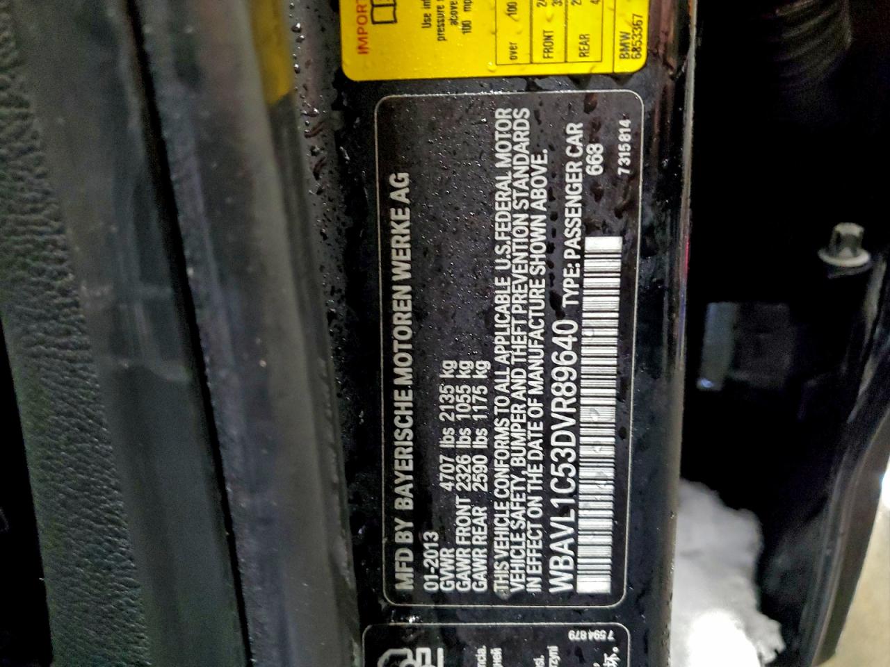 2013 BMW X1 xDrive28I VIN: WBAVL1C53DVR89640 Lot: 95002235