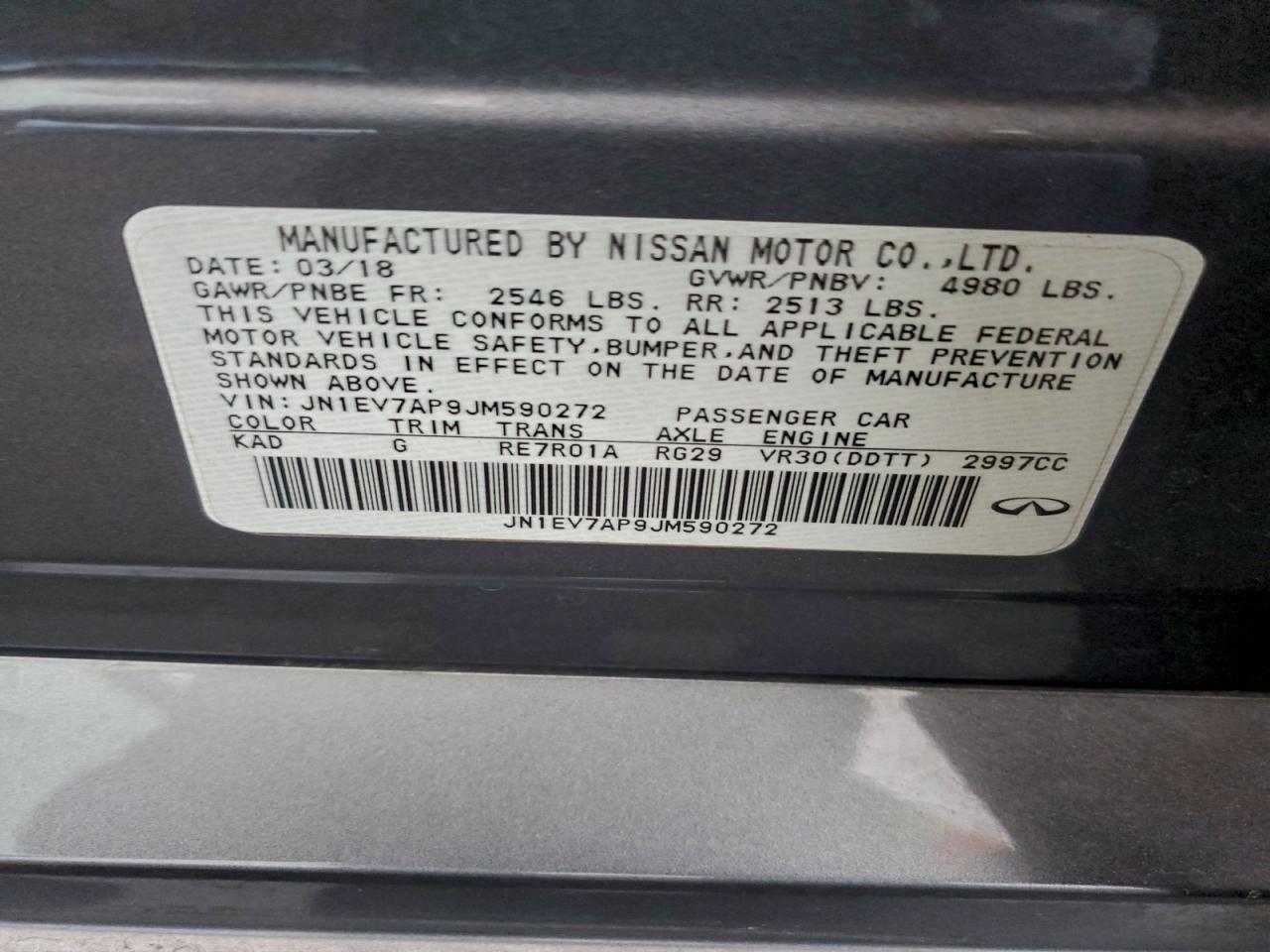 2018 Infiniti Q50 Luxe VIN: JN1EV7AP9JM590272 Lot: 95922165