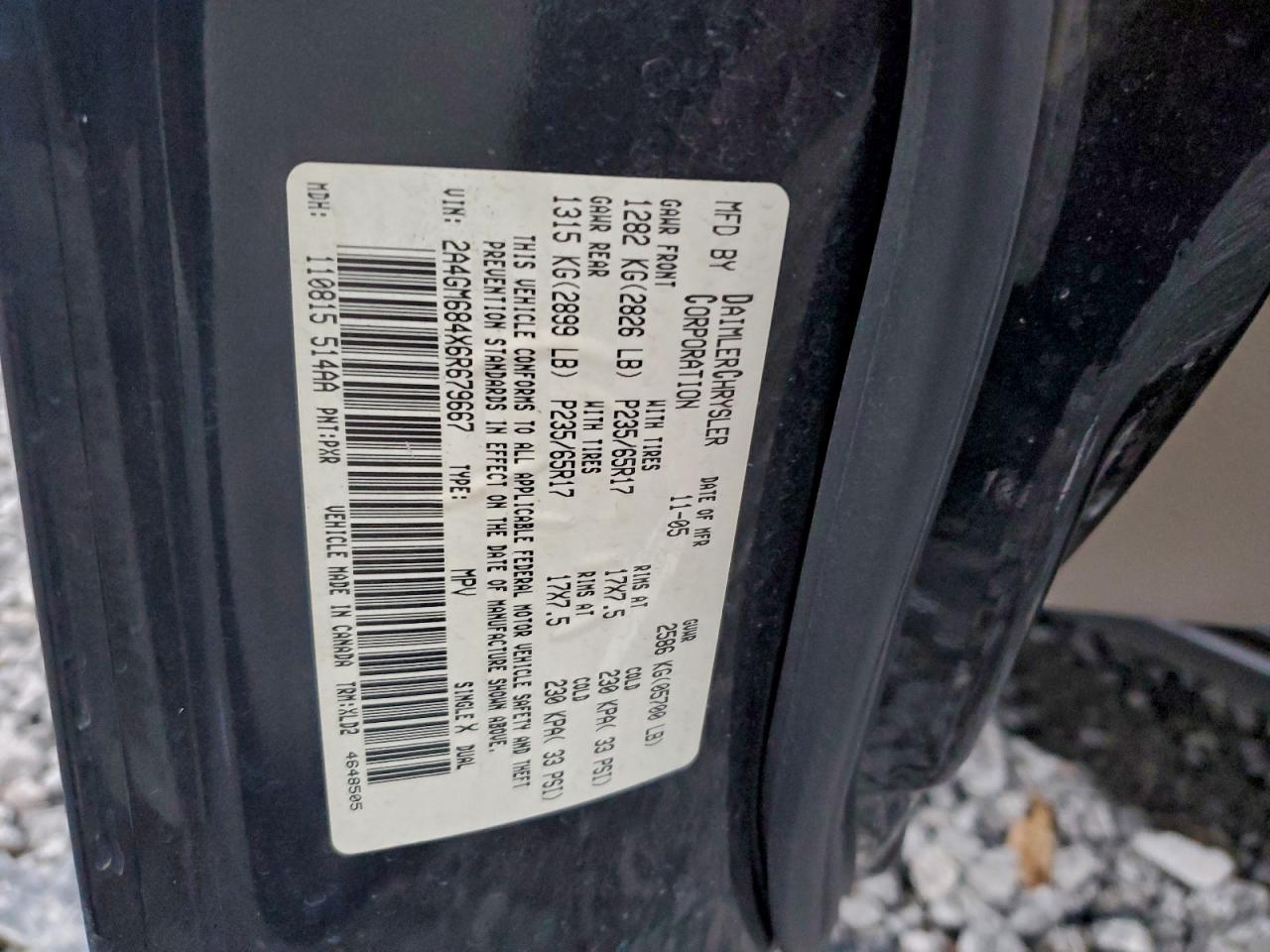 2006 Chrysler Pacifica Touring VIN: 2A4GM684X6R679667 Lot: 95574595