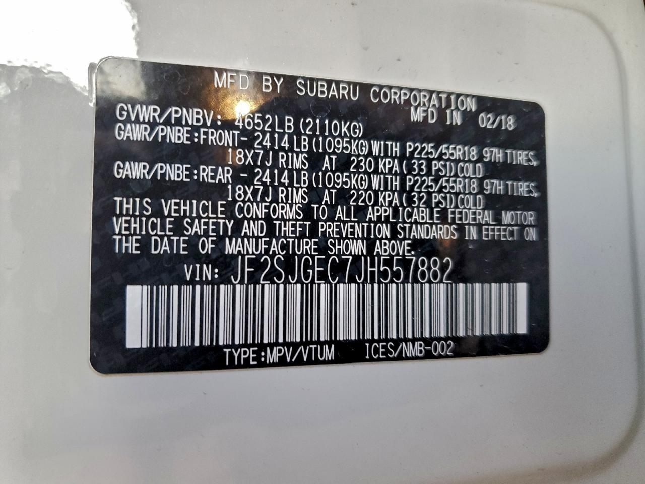 2018 Subaru Forester 2.0Xt Premium VIN: JF2SJGEC7JH557882 Lot: 94972475