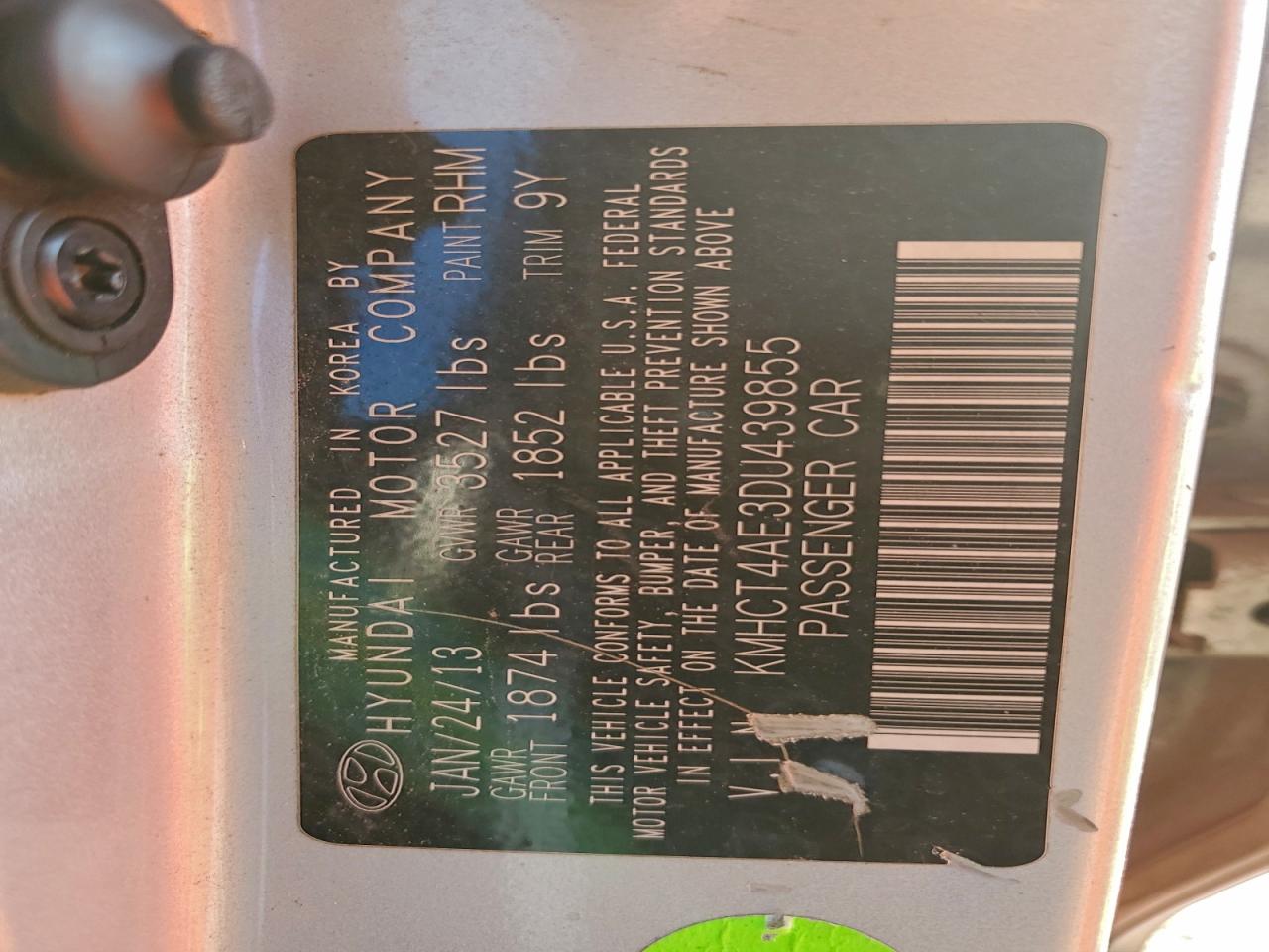 2013 Hyundai Accent Gls VIN: KMHCT4AE3DU439855 Lot: 95784165