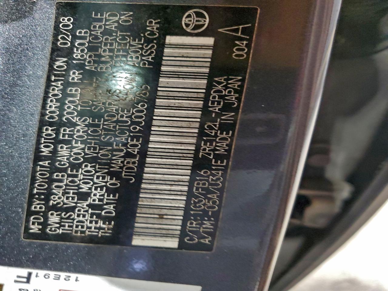 2009 Toyota Corolla Base VIN: JTDBL40E19J006786 Lot: 94283855