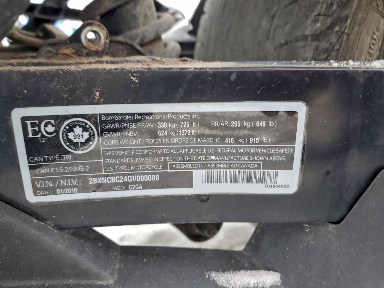 2016 Can-Am Spyder Roadster St-S VIN: 2BXNCBC24GV000080 Lot: 94435685