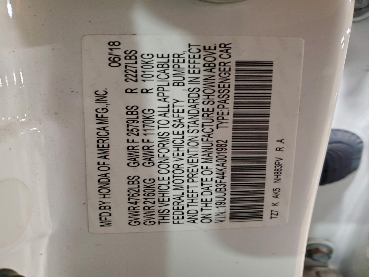 2019 Acura Tlx Technology VIN: 19UUB3F44KA001982 Lot: 95659335