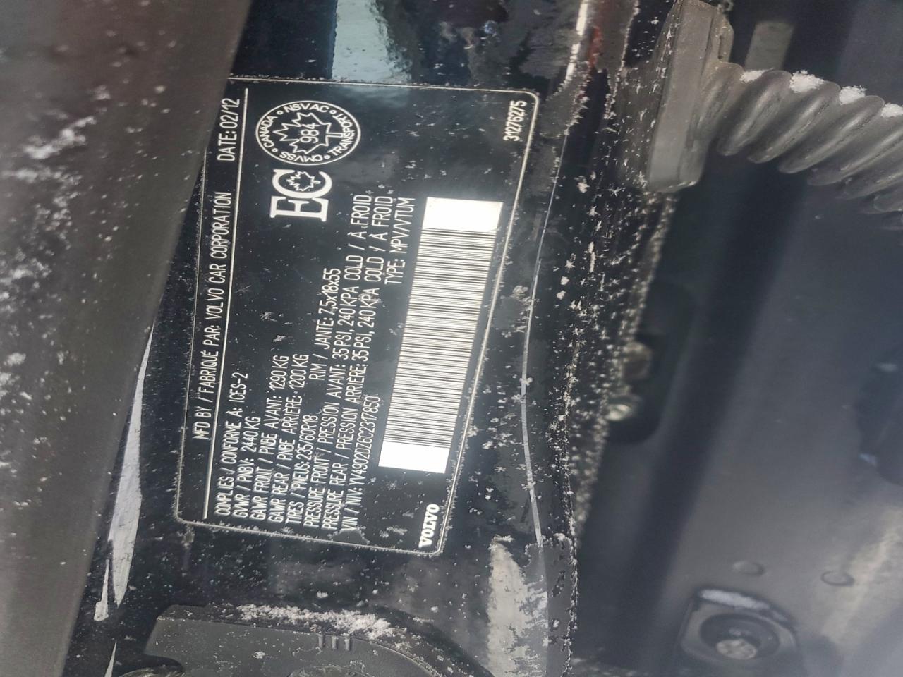 2012 Volvo Xc60 T6 VIN: YV4902DZ6C2317850 Lot: 96737495