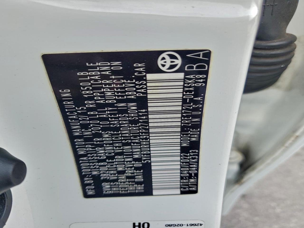 2015 Toyota Corolla L VIN: 5YFBURHE9FP271414 Lot: 94934175