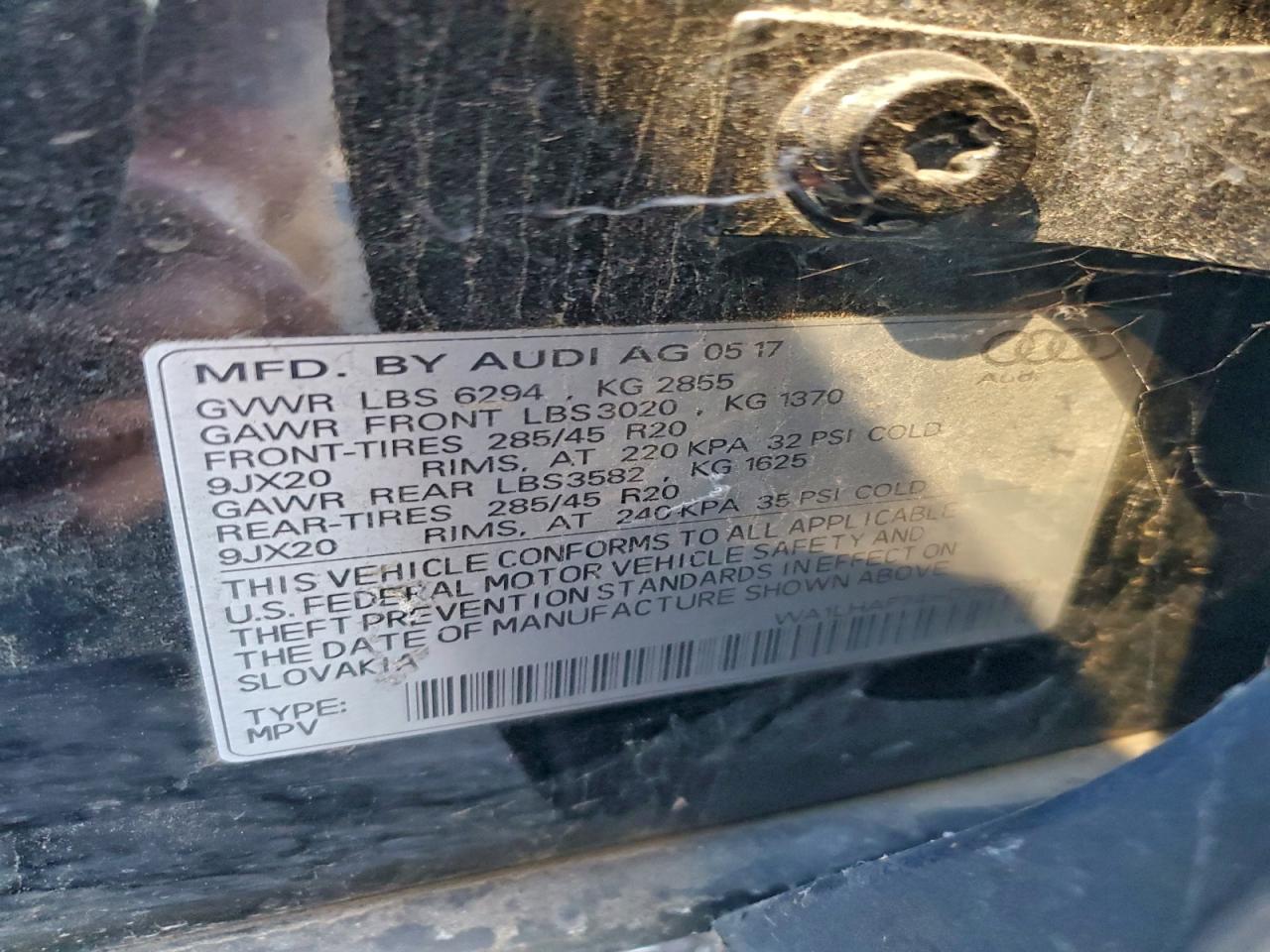 2017 Audi Q7 Premium Plus VIN: WA1LHAF74HD058109 Lot: 94580925