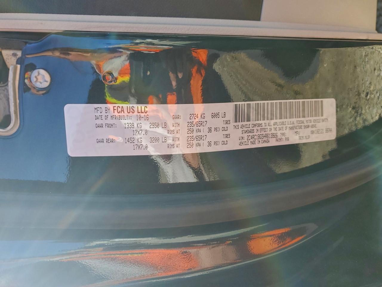 2017 Chrysler Pacifica Touring L VIN: 2C4RC1BG5HR613926 Lot: 95311185