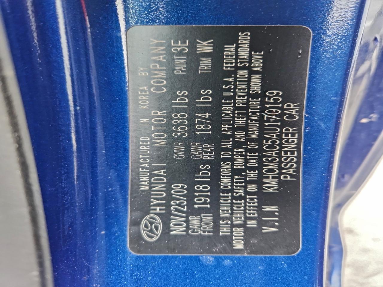 2010 Hyundai Accent Blue VIN: KMHCM3AC5AU170159 Lot: 94248695