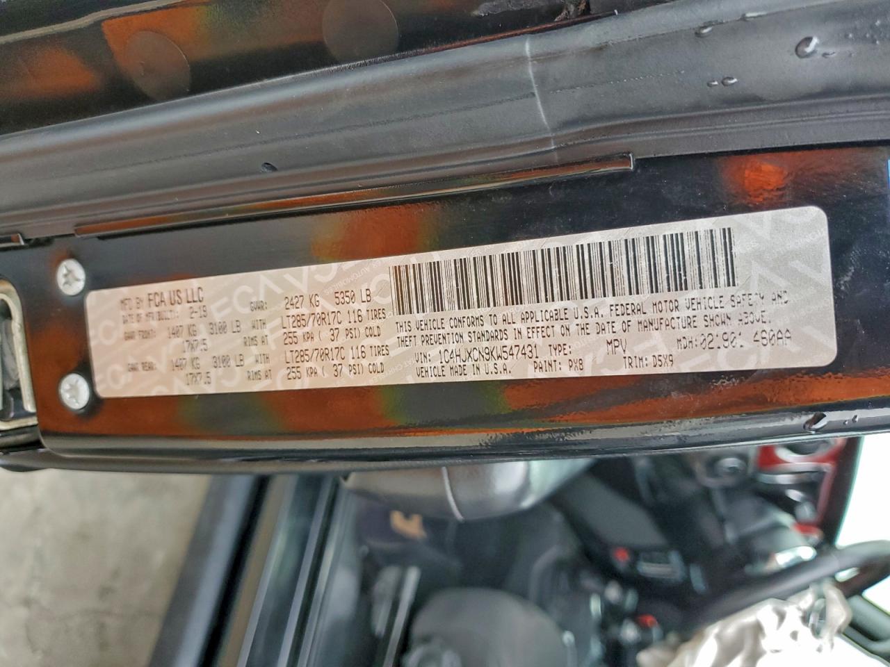 2019 Jeep Wrangler Rubicon VIN: 1C4HJXCN9KW547431 Lot: 97037145