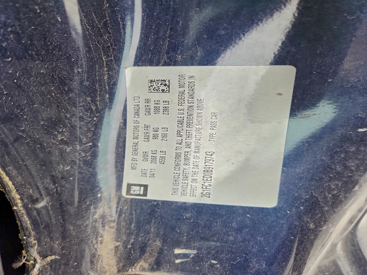 2011 Chevrolet Camaro Lt VIN: 2G1FC1ED0B9179743 Lot: 92839465