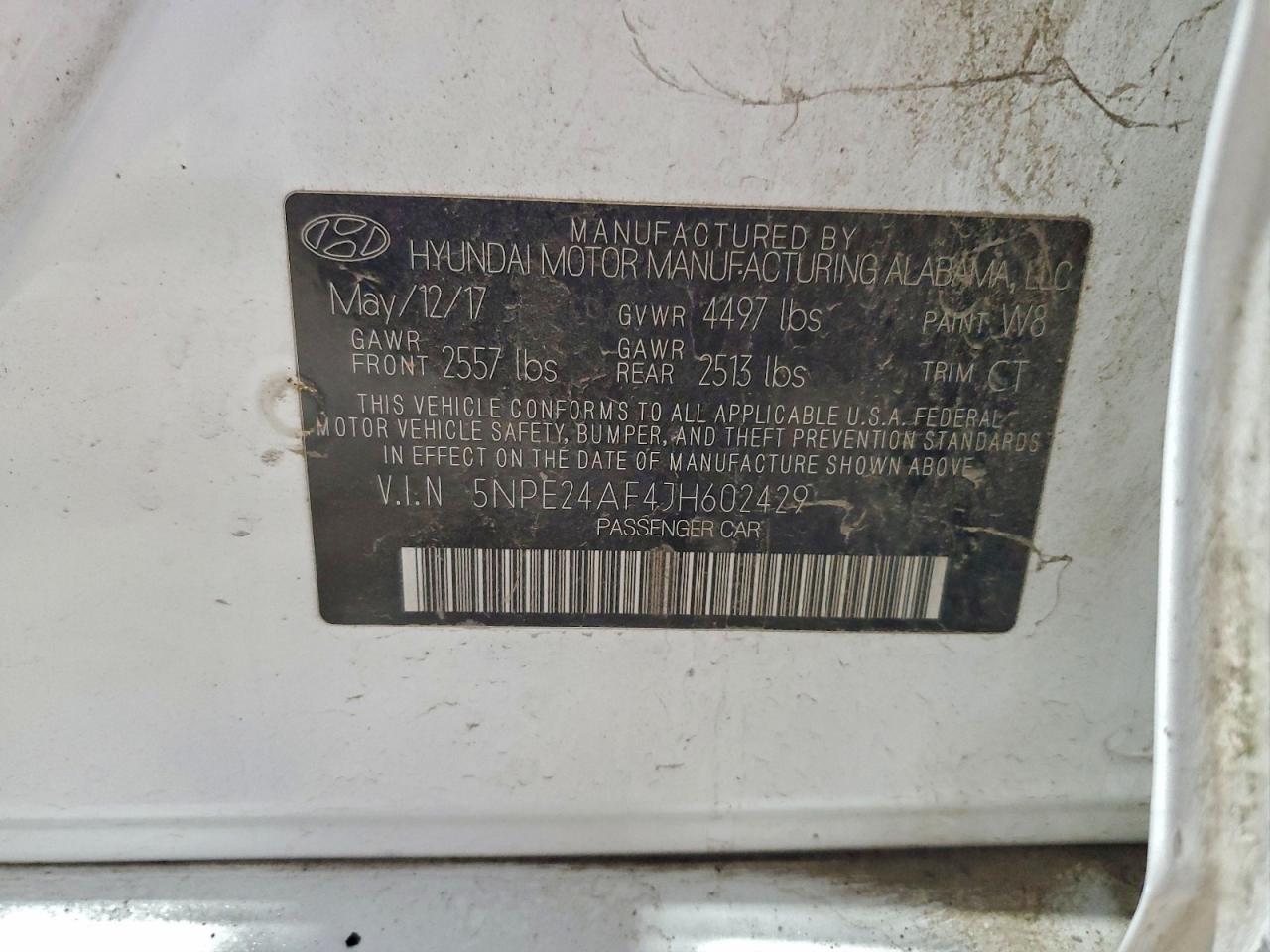 2018 Hyundai Sonata Se VIN: 5NPE24AF4JH602429 Lot: 96319525