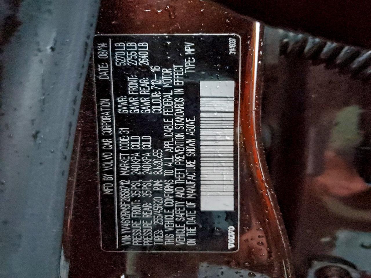 2015 Volvo Xc60 T5 Platinum VIN: YV4612RM9F2658712 Lot: 93174535