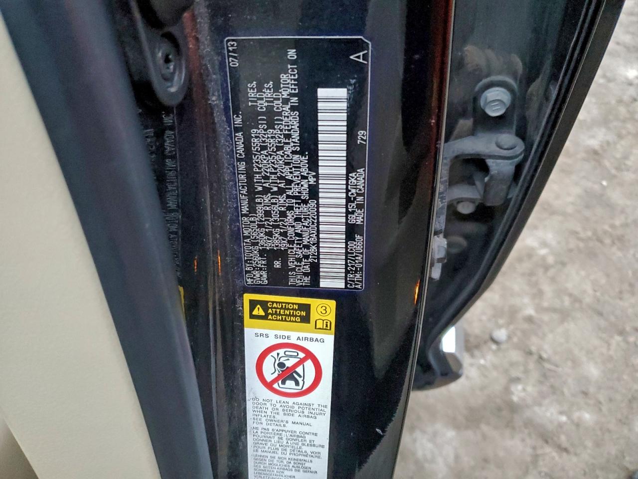 2013 Lexus Rx 350 Base VIN: 2T2BK1BAXDC220090 Lot: 94715055