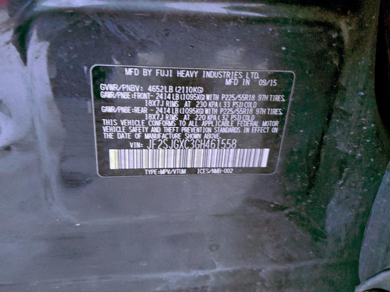 2016 Subaru Forester 2.0Xt Touring VIN: JF2SJGXC3GH461558 Lot: 94647225