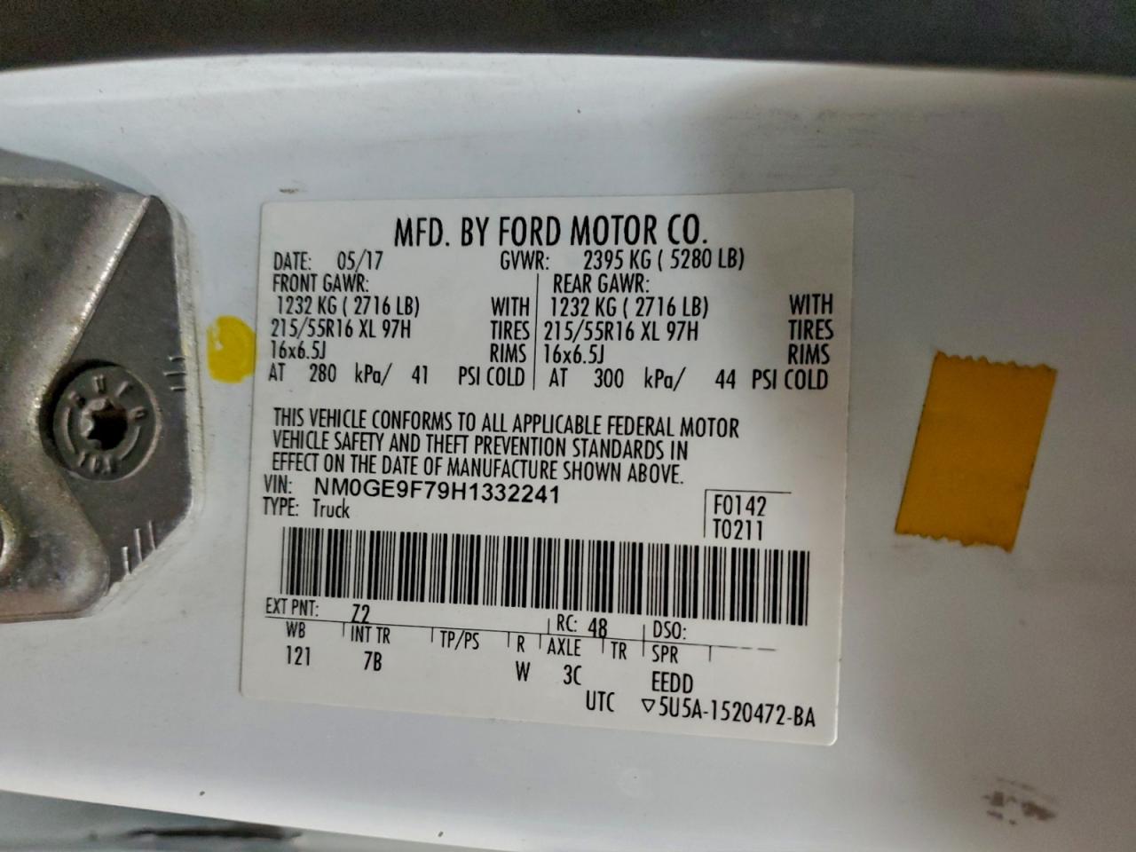 2017 Ford Transit Connect Xlt VIN: NM0GE9F79H1332241 Lot: 96564085