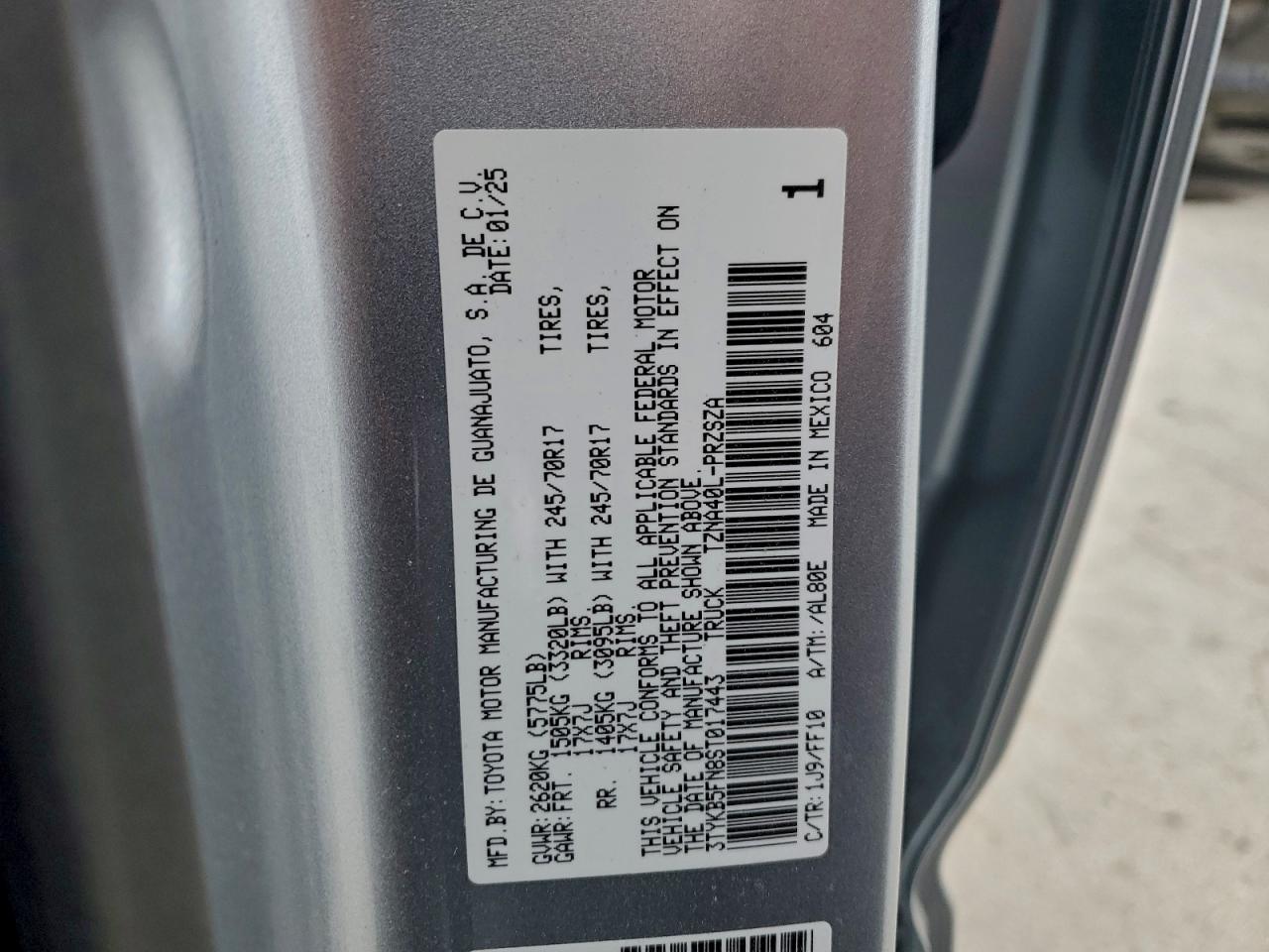 2025 Toyota Tacoma Double Cab VIN: 3TYKB5FN8ST017443 Lot: 96088045