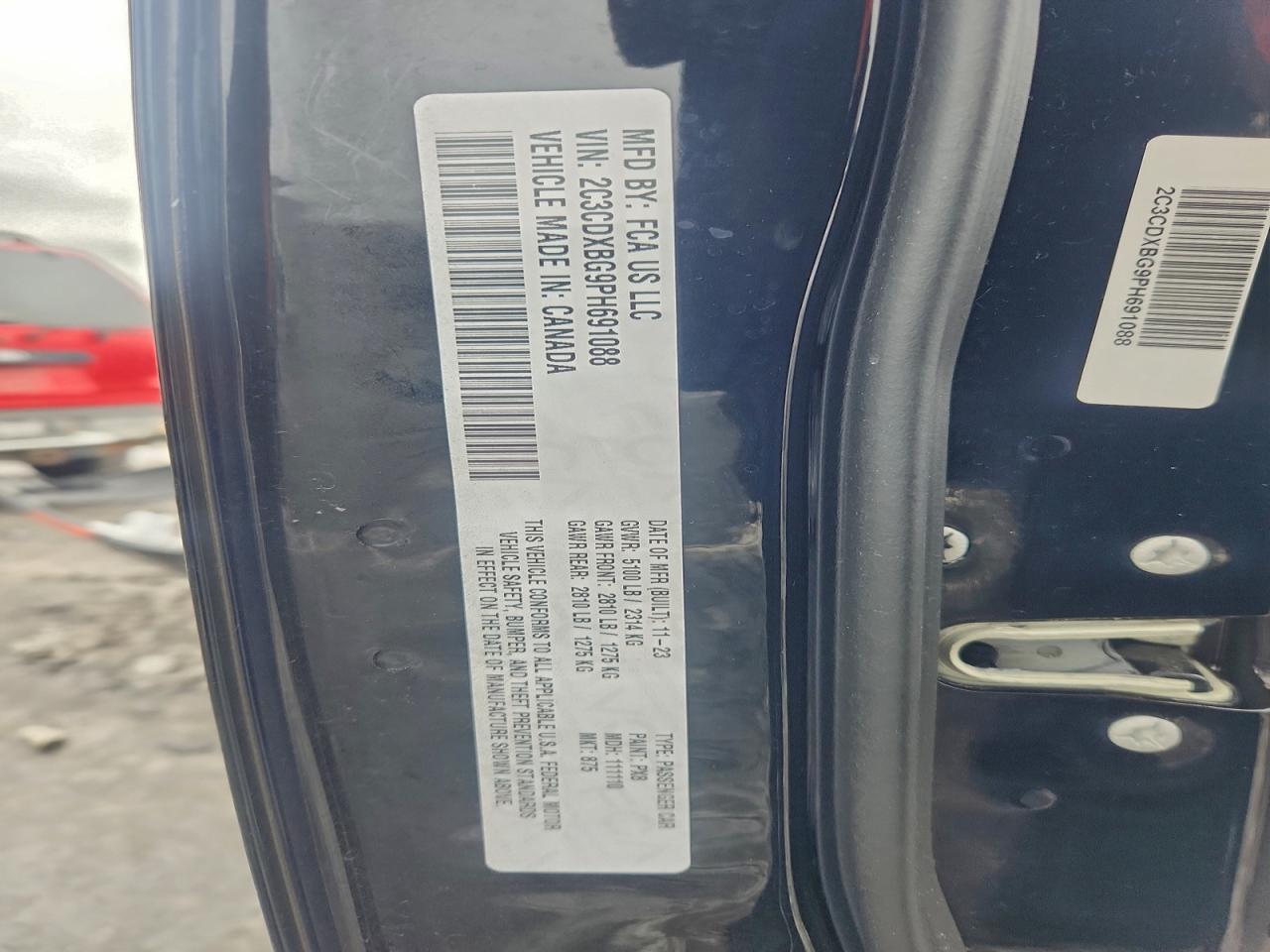 2023 Dodge Charger Sxt VIN: 2C3CDXBG9PH691088 Lot: 94572915